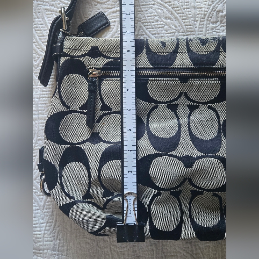 Coach Signature Canvas Shoulder Bag in Black and Gray - Picture 3 of 11